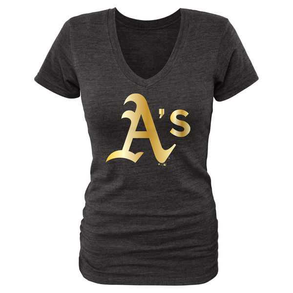 Women Oakland Athletics Fanatics Apparel Gold Collection Tri-Blend T-Shirt LanTian - Black,We sell and wholesale Women Oakland Athletics Fanatics Apparel Gold Collection Tri-Blend T-Shirt LanTian - Black on line form chian!