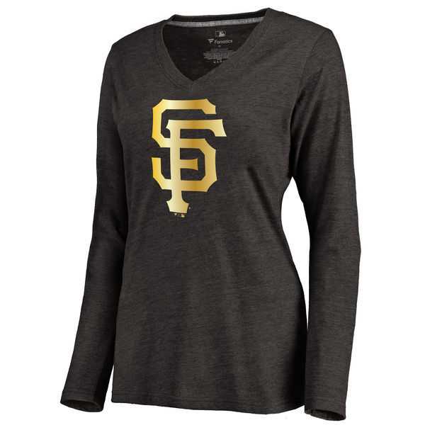 Women San Francisco Giants Gold Collection Long Sleeve Tri-Blend T-Shirt LanTian - Black,We sell and wholesale Women San Francisco Giants Gold Collection Long Sleeve Tri-Blend T-Shirt LanTian - Black on line form chian!