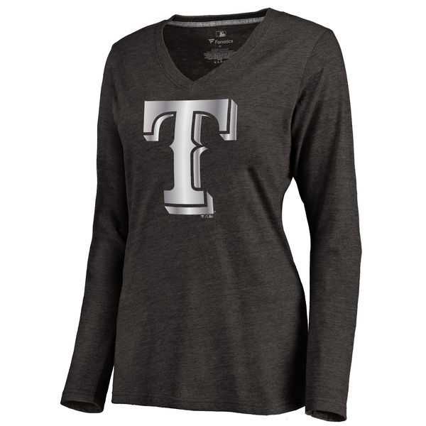 Women Texas Rangers Platinum Collection Long Sleeve Tri-Blend T-Shirt LanTian - Black,We sell and wholesale Women Texas Rangers Platinum Collection Long Sleeve Tri-Blend T-Shirt LanTian - Black on line form chian!