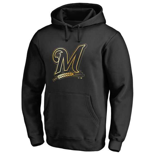 Men's Milwaukee Brewers Gold Collection Pullover Hoodie LanTian - Black,We sell and wholesale Men's Milwaukee Brewers Gold Collection Pullover Hoodie LanTian - Black on line form chian!