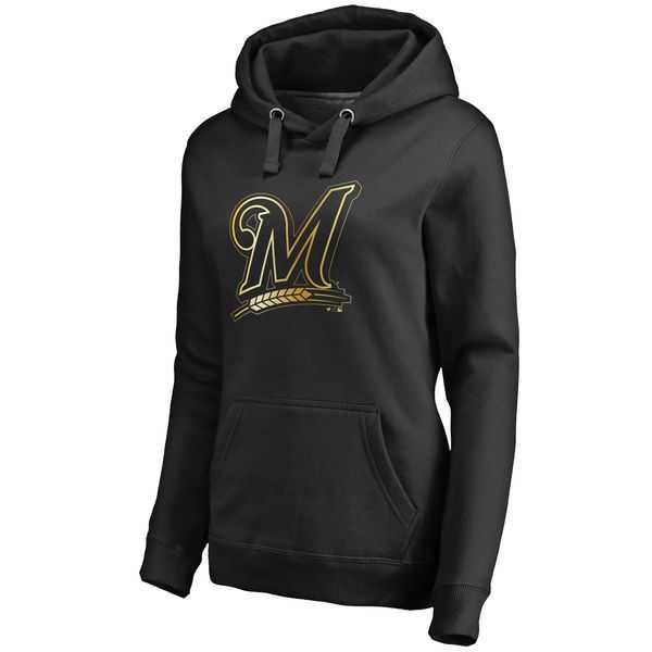 Women Milwaukee Brewers Gold Collection Pullover Hoodie LanTian - Black,We sell and wholesale Women Milwaukee Brewers Gold Collection Pullover Hoodie LanTian - Black on line form chian!