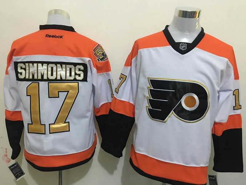 Philadelphia Flyers #17 Wayne Simmonds 50TH Patch White-Golden Stitched NHL Jersey,We sell and wholesale Philadelphia Flyers #17 Wayne Simmonds 50TH Patch White-Golden Stitched NHL Jersey on line form chian!