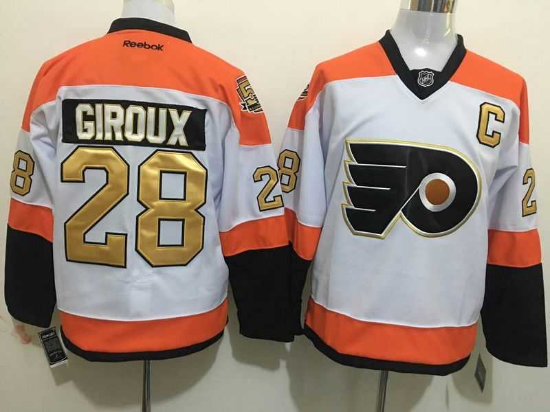 Philadelphia Flyers #28 Claude Giroux 50TH Patch White-Golden Stitched NHL Jersey,We sell and wholesale Philadelphia Flyers #28 Claude Giroux 50TH Patch White-Golden Stitched NHL Jersey on line form chian!