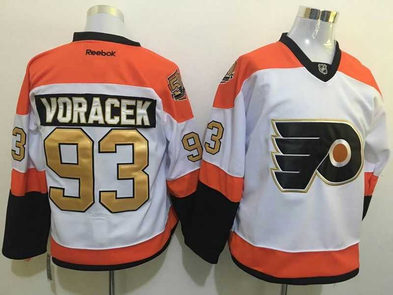 Philadelphia Flyers #93 Jakub Voracek 50TH Patch White-Golden Stitched NHL Jersey,We sell and wholesale Philadelphia Flyers #93 Jakub Voracek 50TH Patch White-Golden Stitched NHL Jersey on line form chian!