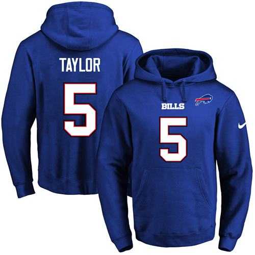 Printed Nike Buffalo Bills #5 Tyrod Taylor Blue Name & Number Men's Pullover Hoodie,We sell and wholesale Printed Nike Buffalo Bills #5 Tyrod Taylor Blue Name & Number Men's Pullover Hoodie on line form chian!