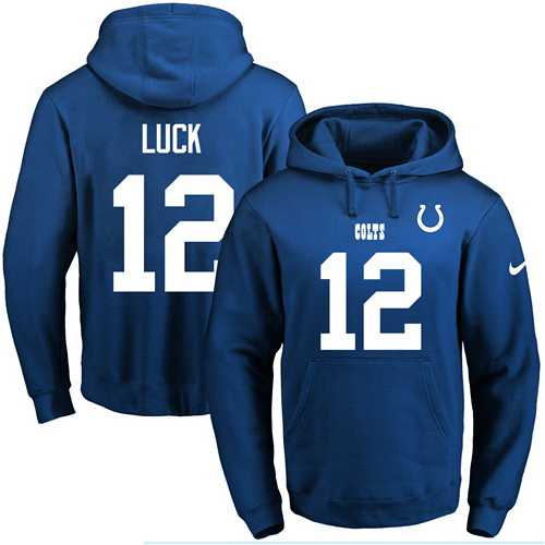 Printed Nike Indianapolis Colts #12 Andrew Luck Blue Name & Number Men's Pullover Hoodie,We sell and wholesale Printed Nike Indianapolis Colts #12 Andrew Luck Blue Name & Number Men's Pullover Hoodie on line form chian!