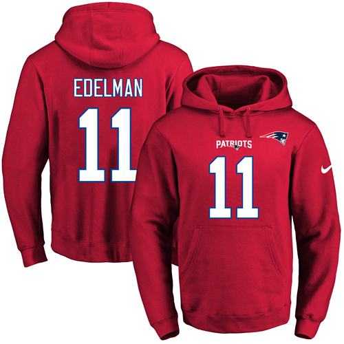 Printed Nike New England Patriots #11 Julian Edelman Red Name & Number Men's Pullover Hoodie,We sell and wholesale Printed Nike New England Patriots #11 Julian Edelman Red Name & Number Men's Pullover Hoodie on line form chian!
