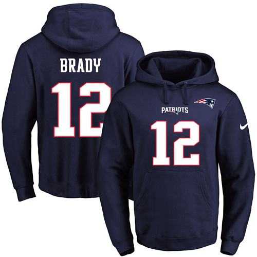 Printed Nike New England Patriots #12 Tom Brady Navy Name & Number Men's Pullover Hoodie,We sell and wholesale Printed Nike New England Patriots #12 Tom Brady Navy Name & Number Men's Pullover Hoodie on line form chian!