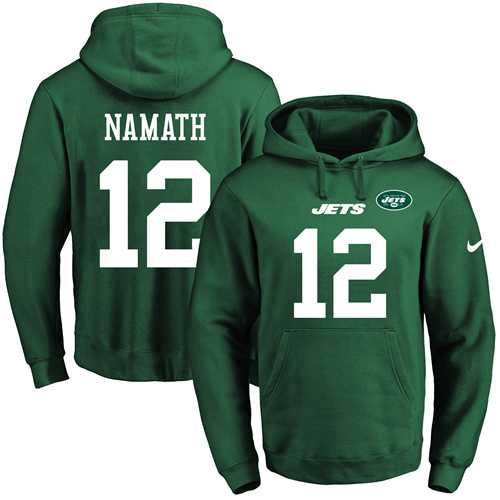 Printed Nike New York Jets #12 Joe Namath Green Name & Number Men's Pullover Hoodie,We sell and wholesale Printed Nike New York Jets #12 Joe Namath Green Name & Number Men's Pullover Hoodie on line form chian!