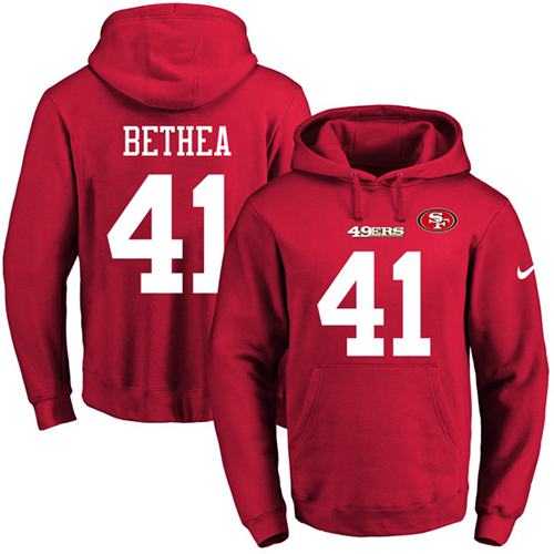Printed Nike San Francisco 49ers #41 Antoine Bethea Red Name & Number Men's Pullover Hoodie,We sell and wholesale Printed Nike San Francisco 49ers #41 Antoine Bethea Red Name & Number Men's Pullover Hoodie on line form chian!