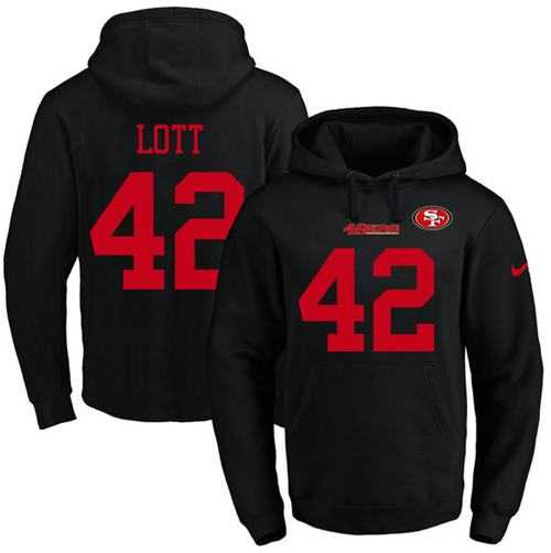 Printed Nike San Francisco 49ers #42 Ronnie Lott Black Name & Number Men's Pullover Hoodie,We sell and wholesale Printed Nike San Francisco 49ers #42 Ronnie Lott Black Name & Number Men's Pullover Hoodie on line form chian!
