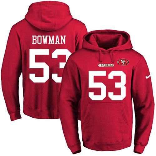 Printed Nike San Francisco 49ers #52 NaVorro Bowman Red Name & Number Men's Pullover Hoodie,We sell and wholesale Printed Nike San Francisco 49ers #52 NaVorro Bowman Red Name & Number Men's Pullover Hoodie on line form chian!