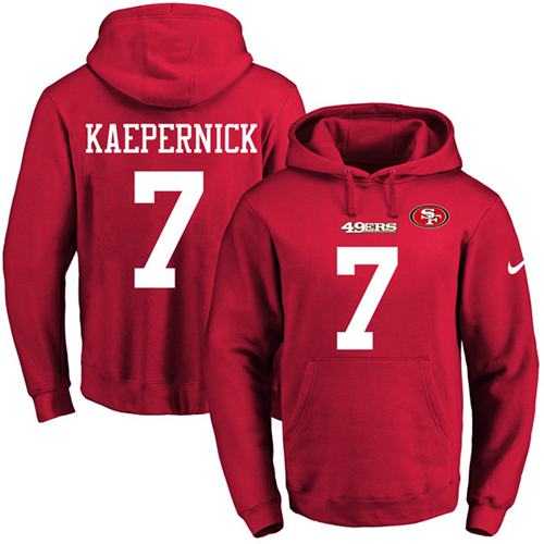 Printed Nike San Francisco 49ers #7 Colin Kaepernick Red Name & Number Men's Pullover Hoodie,We sell and wholesale Printed Nike San Francisco 49ers #7 Colin Kaepernick Red Name & Number Men's Pullover Hoodie on line form chian!