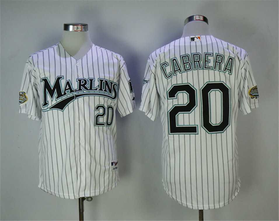 Miami Marlins #20 Miguel Cabrera White Throwback Stitched MLB Jerseys,We sell and wholesale Miami Marlins #20 Miguel Cabrera White Throwback Stitched MLB Jerseys on line form chian!