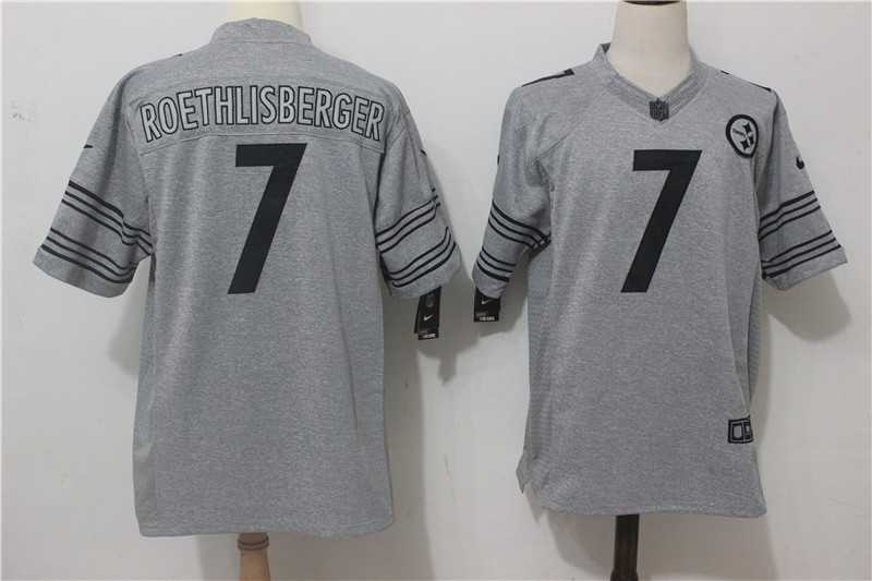 Nike Pittsburgh Steelers #7 Roethlisberger Gray Gridiron Gray Limited Jersey,We sell and wholesale Nike Pittsburgh Steelers #7 Roethlisberger Gray Gridiron Gray Limited Jersey on line form chian!