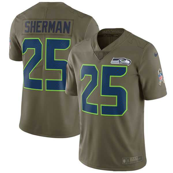 Nike Seattle Seahawks #25 Richard Sherman Olive Salute To Service Limited Jersey,We sell and wholesale Nike Seattle Seahawks #25 Richard Sherman Olive Salute To Service Limited Jersey on line form chian!