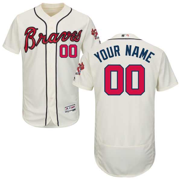 Customized Men's Atlanta Braves Cream Flexbase Jersey,We sell and wholesale Customized Men's Atlanta Braves Cream Flexbase Jersey on line form chian!