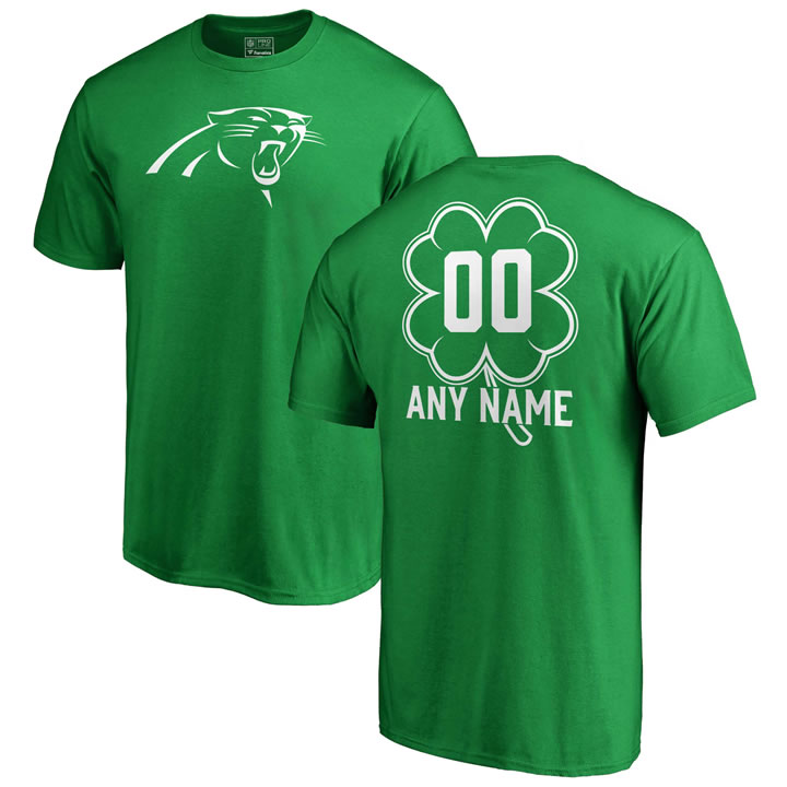 Customized Men's Carolina Panthers NFL Pro Line by Fanatics Branded Kelly Green St. Patrick's Day Personalized Name & Number T-Shirt,We sell and wholesale Customized Men's Carolina Panthers NFL Pro Line by Fanatics Branded Kelly Green St. Patrick's Day Personalized Name & Number T-Shirt on line form chian!