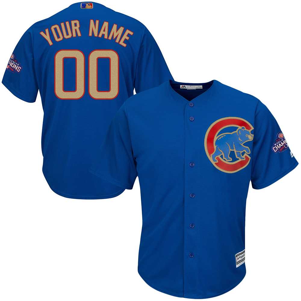 Customized Men's Chicago Cubs Blue World Series Champions Gold Program Cool Base Jersey,We sell and wholesale Customized Men's Chicago Cubs Blue World Series Champions Gold Program Cool Base Jersey on line form chian!