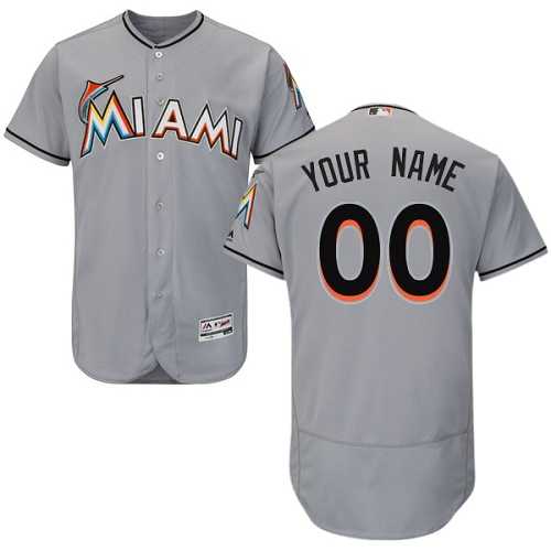 Customized Men's Miami Marlins Gray Flexbase Jersey,We sell and wholesale Customized Men's Miami Marlins Gray Flexbase Jersey on line form chian!