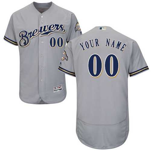 Customized Men's Milwaukee Brewers Gray Flexbase Jersey,We sell and wholesale Customized Men's Milwaukee Brewers Gray Flexbase Jersey on line form chian!