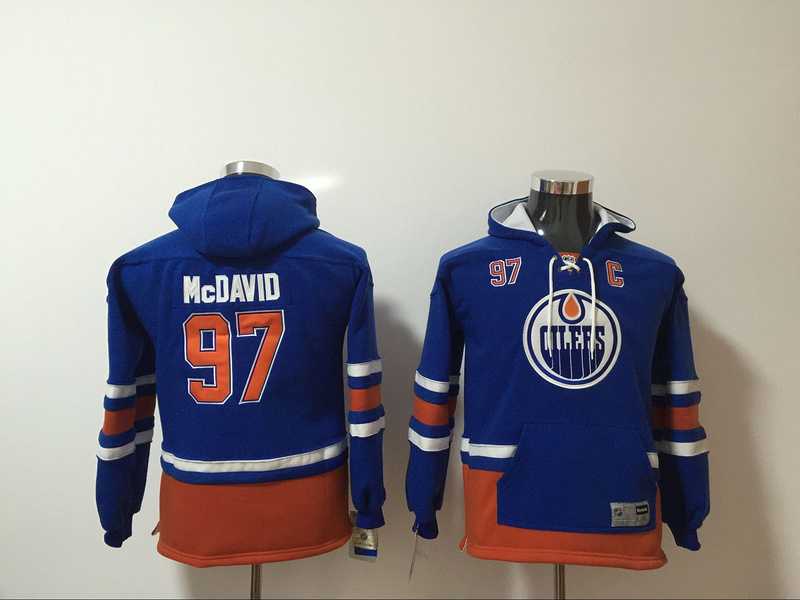 Edmonton Oilers #97 Connor McDavid Blue Youth All Stitched Hooded Sweatshirt,We sell and wholesale Edmonton Oilers #97 Connor McDavid Blue Youth All Stitched Hooded Sweatshirt on line form chian!