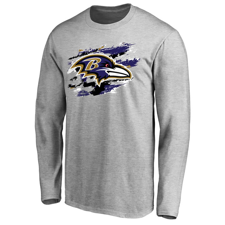 Men's Baltimore Ravens NFL Pro Line Ash True Colors Long Sleeve T-Shirt 90Hou,We sell and wholesale Men's Baltimore Ravens NFL Pro Line Ash True Colors Long Sleeve T-Shirt 90Hou on line form chian!