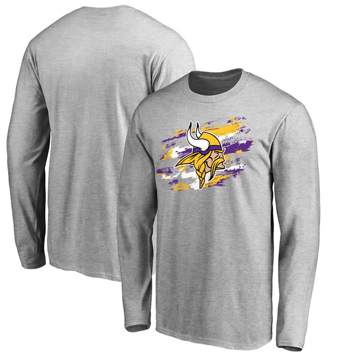 Men's Minnesota Vikings NFL Pro Line Heathered Gray True Colors Long Sleeve T-Shirt 90Hou,We sell and wholesale Men's Minnesota Vikings NFL Pro Line Heathered Gray True Colors Long Sleeve T-Shirt 90Hou on line form chian!