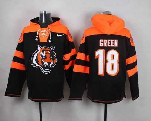 Cincinnati Bengals #18 A.J. Green Black Player Stitched Pullover NFL Hoodie,We sell and wholesale Cincinnati Bengals #18 A.J. Green Black Player Stitched Pullover NFL Hoodie on line form chian!