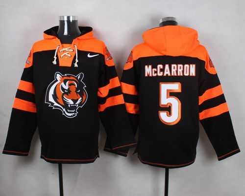 Cincinnati Bengals #5 AJ McCarron Black Player Stitched Pullover NFL Hoodie,We sell and wholesale Cincinnati Bengals #5 AJ McCarron Black Player Stitched Pullover NFL Hoodie on line form chian!