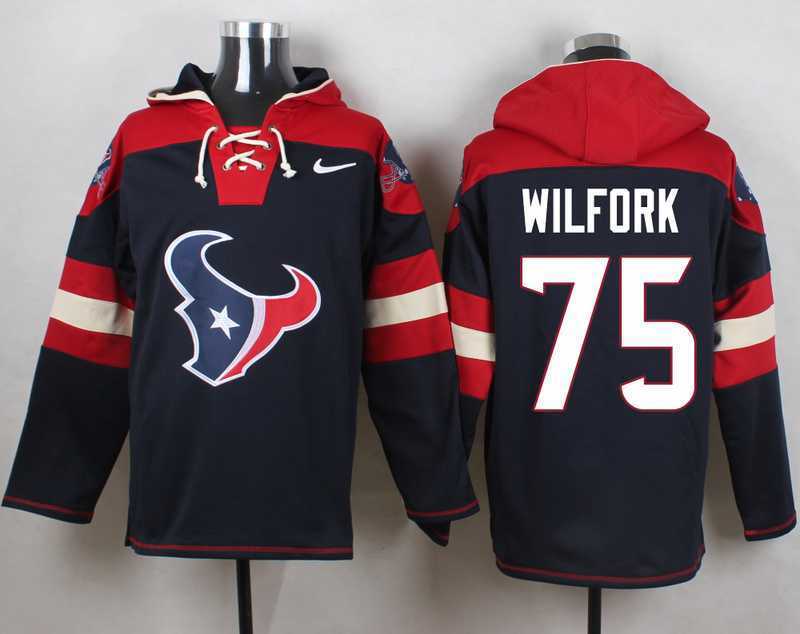 Houston Texans #75 Vince Wilfork Navy Blue Player Stitched Pullover NFL Hoodie,We sell and wholesale Houston Texans #75 Vince Wilfork Navy Blue Player Stitched Pullover NFL Hoodie on line form chian!
