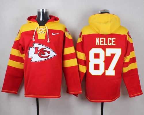 Kansas City Chiefs #87 Travis Kelce Red Player Stitched Pullover NFL Hoodie,We sell and wholesale Kansas City Chiefs #87 Travis Kelce Red Player Stitched Pullover NFL Hoodie on line form chian!