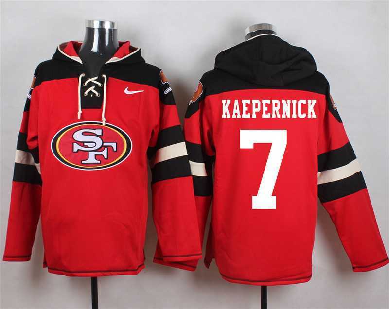 San Francisco 49ers #7 Colin Kaepernick Red Player Stitched Pullover NFL Hoodie,We sell and wholesale San Francisco 49ers #7 Colin Kaepernick Red Player Stitched Pullover NFL Hoodie on line form chian!
