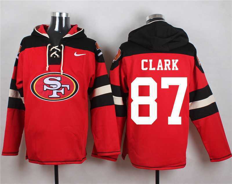 San Francisco 49ers #87 Dwight Clark Red Player Stitched Pullover NFL Hoodie,We sell and wholesale San Francisco 49ers #87 Dwight Clark Red Player Stitched Pullover NFL Hoodie on line form chian!