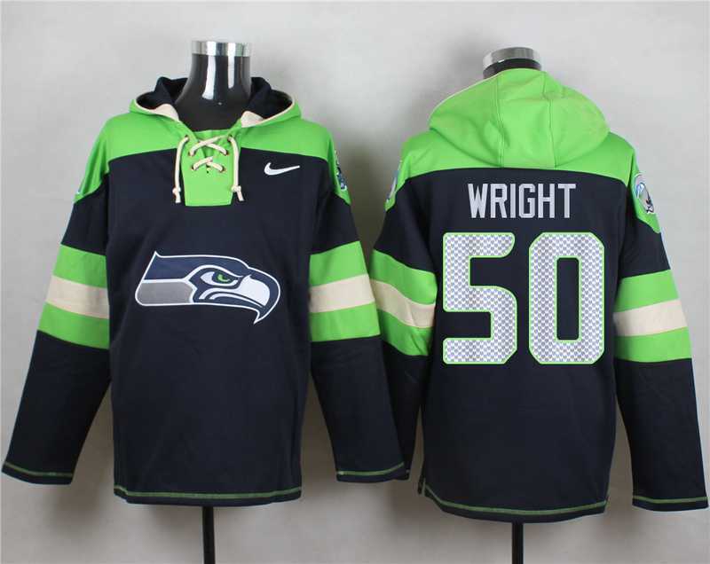 Seattle Seahawks #50 K.J. Wright Steel Blue Player Stitched Pullover NFL Hoodie,We sell and wholesale Seattle Seahawks #50 K.J. Wright Steel Blue Player Stitched Pullover NFL Hoodie on line form chian!