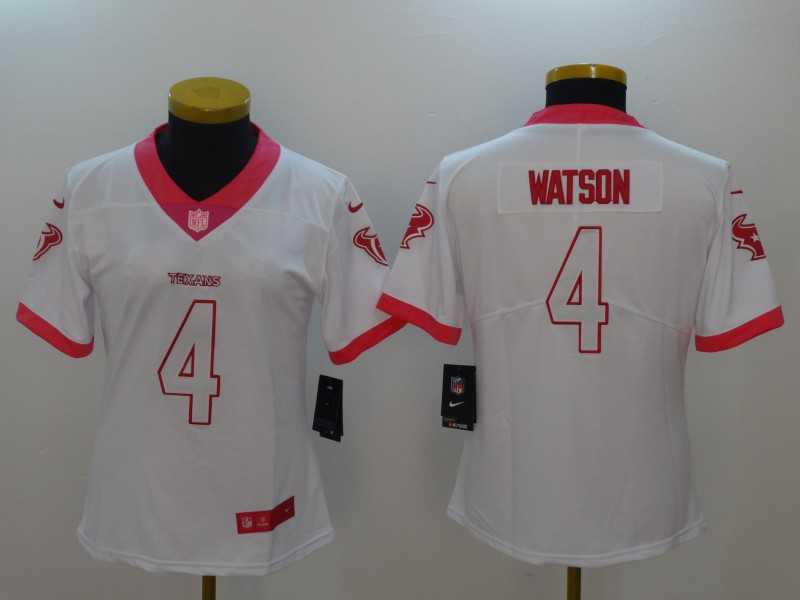 Women Nike Texans #4 Deshaun Watson White Pink Vapor Untouchable Player Limited Jersey,We sell and wholesale Women Nike Texans #4 Deshaun Watson White Pink Vapor Untouchable Player Limited Jersey on line form chian!