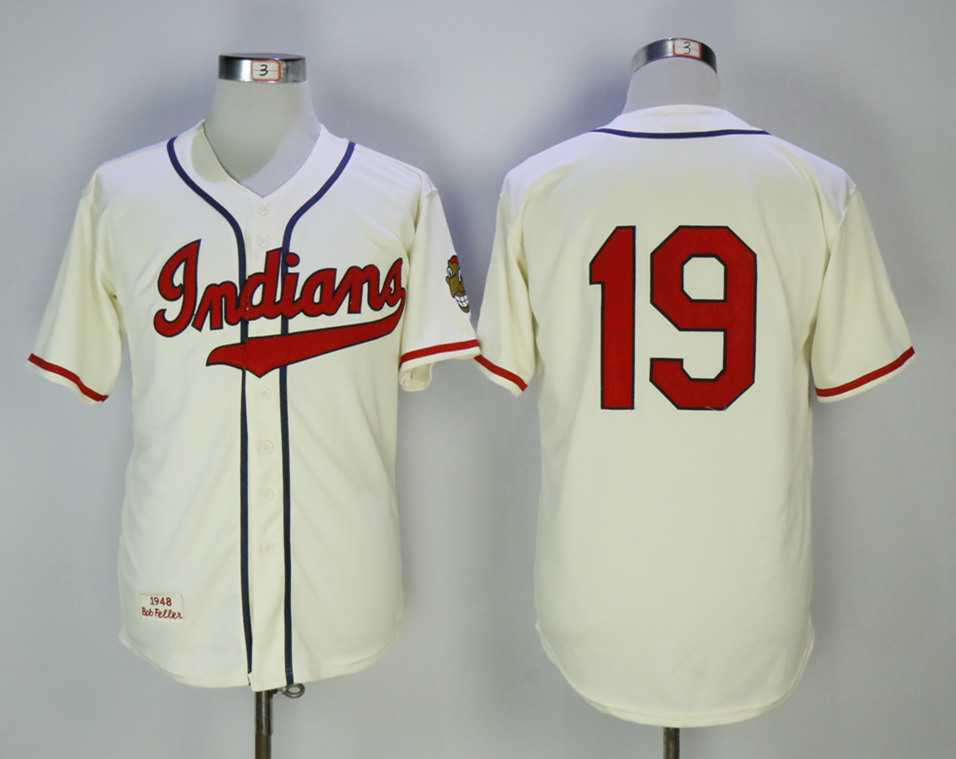 Cleveland Indians #19 Bob Feller Cream 1948 Throwback Stitched MLB Jerseys,We sell and wholesale Cleveland Indians #19 Bob Feller Cream 1948 Throwback Stitched MLB Jerseys on line form chian!