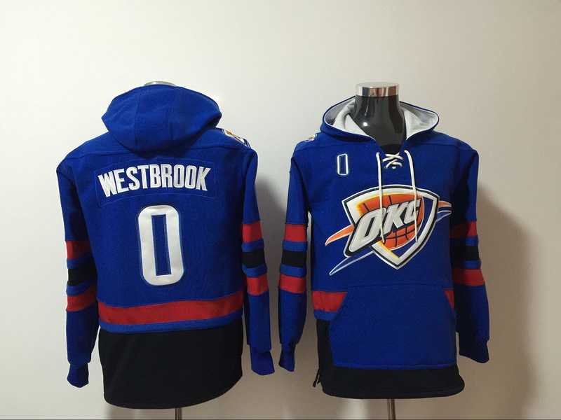 Thunder #0 Russell Westbrook Blue All Stitched Hooded Sweatshirt,We sell and wholesale Thunder #0 Russell Westbrook Blue All Stitched Hooded Sweatshirt on line form chian!