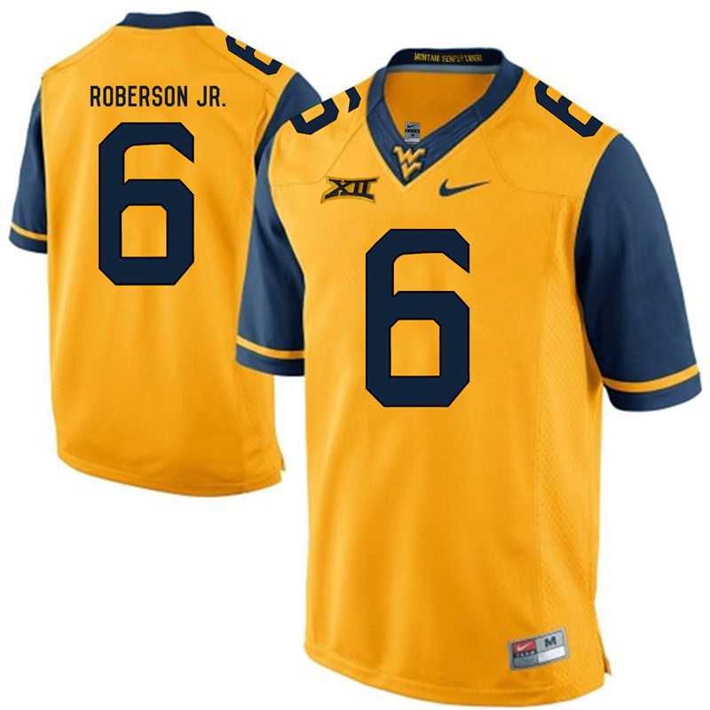West Virginia Mountaineers #6 Reggie Roberson Jr. Gold College Football Jersey DingZhi,We sell and wholesale West Virginia Mountaineers #6 Reggie Roberson Jr. Gold College Football Jersey DingZhi on line form chian!