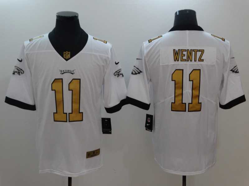Nike Philadelphia Eagles #11 Carson Wentz White Gold Vapor Untouchable Player Limited Jersey,We sell and wholesale Nike Philadelphia Eagles #11 Carson Wentz White Gold Vapor Untouchable Player Limited Jersey on line form chian!
