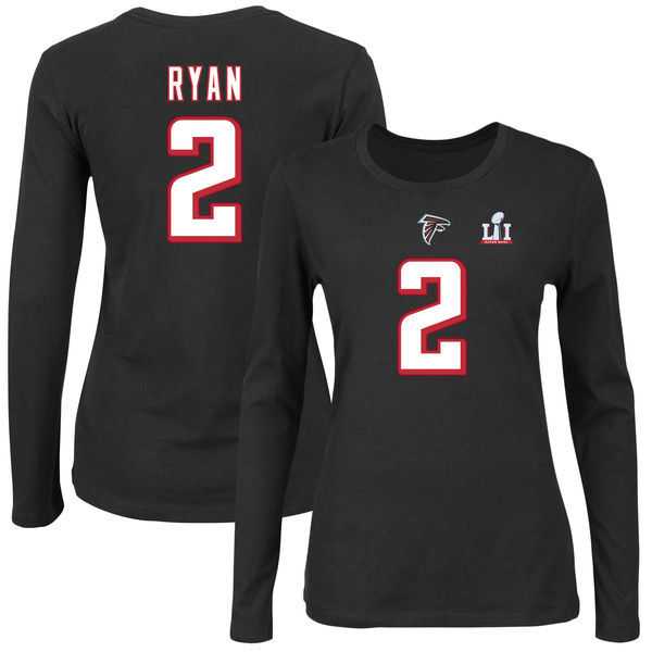 Atlanta Falcons #2 Matt Ryan Black Women's Long Sleeve T-Shirt,We sell and wholesale Atlanta Falcons #2 Matt Ryan Black Women's Long Sleeve T-Shirt on line form chian!