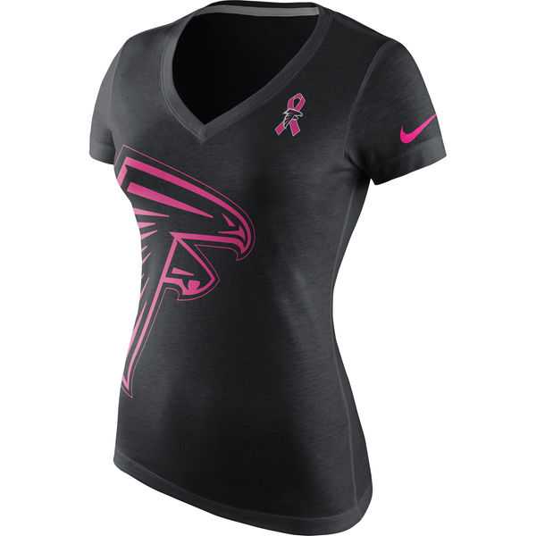 Atlanta Falcons Nike Women's Breast Cancer Awareness Tri Blend V Neck T-Shirt Black,We sell and wholesale Atlanta Falcons Nike Women's Breast Cancer Awareness Tri Blend V Neck T-Shirt Black on line form chian!