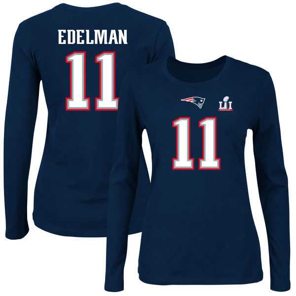 New England Patriots #11 Julian Edelman Navy Women's Long Sleeve T-Shirt,We sell and wholesale New England Patriots #11 Julian Edelman Navy Women's Long Sleeve T-Shirt on line form chian!