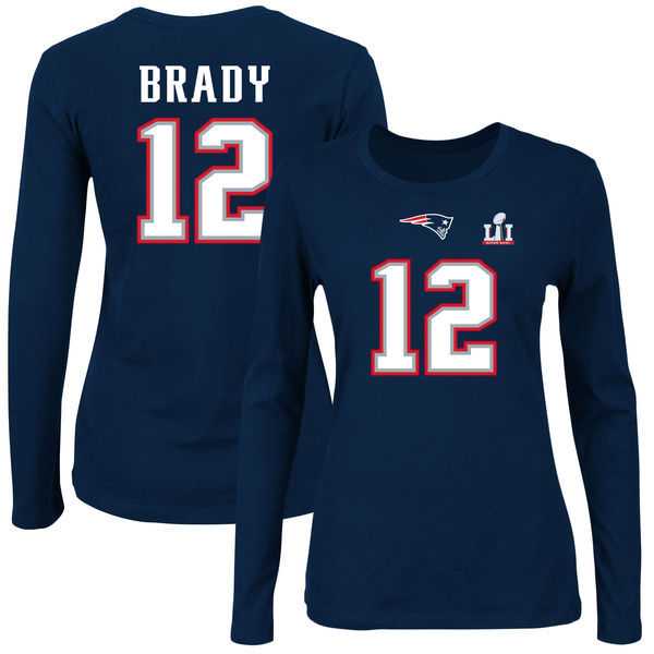 New England Patriots #12 Tom Brady Navy Women's Long Sleeve T-Shirt,We sell and wholesale New England Patriots #12 Tom Brady Navy Women's Long Sleeve T-Shirt on line form chian!