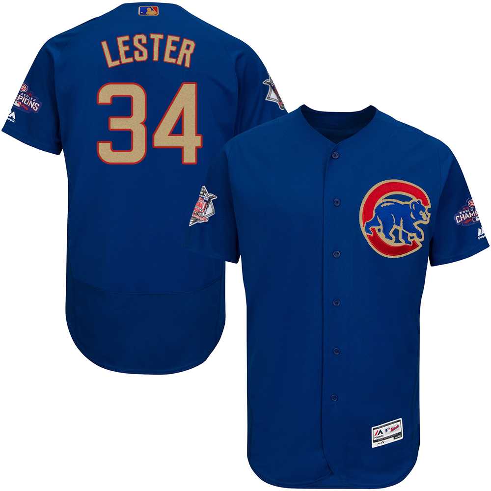 Chicago Cubs #34 Jon Lester Blue World Series Champions Gold Program Flexbase Stitched Jersey JiaSu,We sell and wholesale Chicago Cubs #34 Jon Lester Blue World Series Champions Gold Program Flexbase Stitched Jersey JiaSu on line form chian!