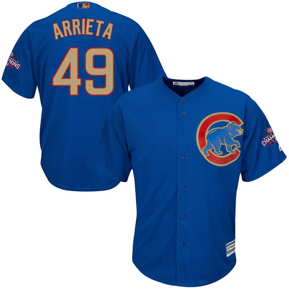 Chicago Cubs #49 Jake Arrieta Blue World Series Champions Gold Program New Cool Base Stitched Jersey JiaSu,We sell and wholesale Chicago Cubs #49 Jake Arrieta Blue World Series Champions Gold Program New Cool Base Stitched Jersey JiaSu on line form chian!