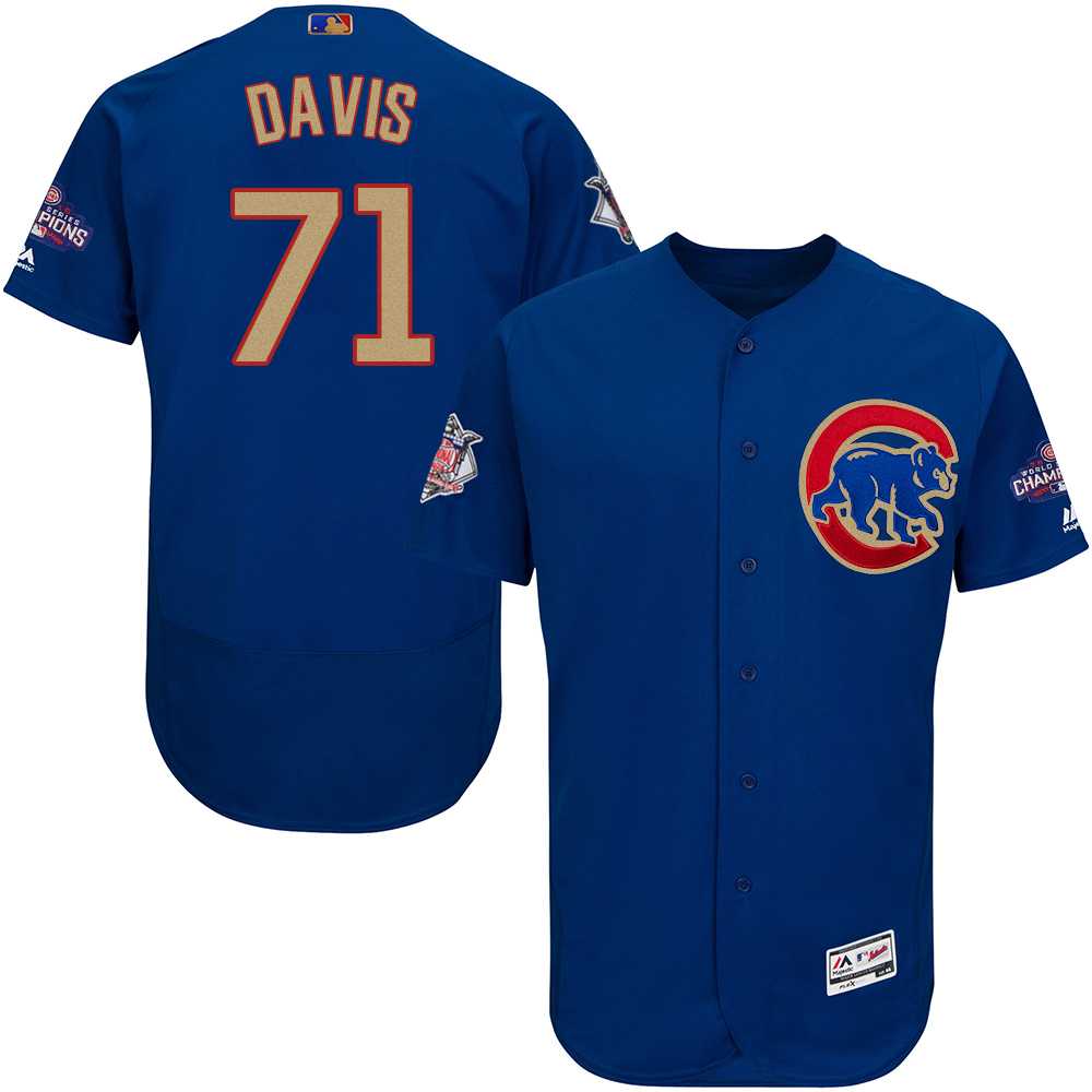Chicago Cubs #71 Wade Davis Blue World Series Champions Gold Program Flexbase Stitched Jersey JiaSu,We sell and wholesale Chicago Cubs #71 Wade Davis Blue World Series Champions Gold Program Flexbase Stitched Jersey JiaSu on line form chian!