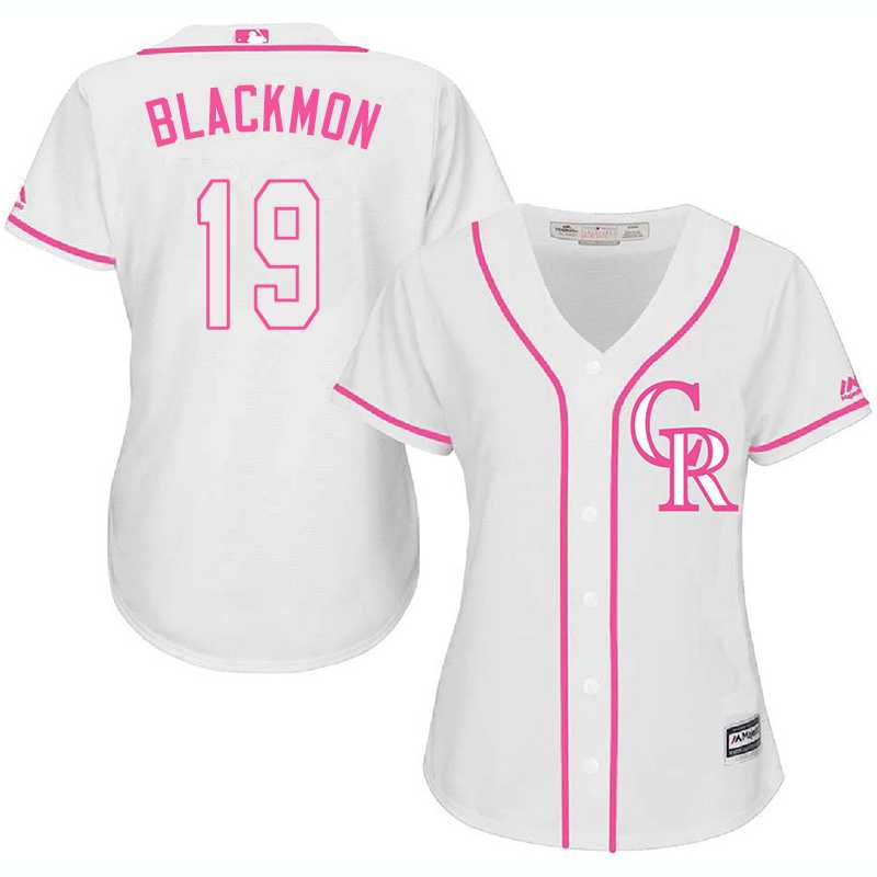 Women Colorado Rockies #19 Charlie Blackmon White Pink New Cool Base Jersey JiaSu,We sell and wholesale Women Colorado Rockies #19 Charlie Blackmon White Pink New Cool Base Jersey JiaSu on line form chian!