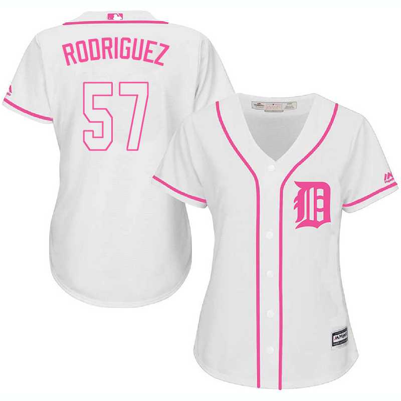 Women Detroit Tigers #57 Francisco Rodriguez White Pink New Cool Base Jersey JiaSu,We sell and wholesale Women Detroit Tigers #57 Francisco Rodriguez White Pink New Cool Base Jersey JiaSu on line form chian!
