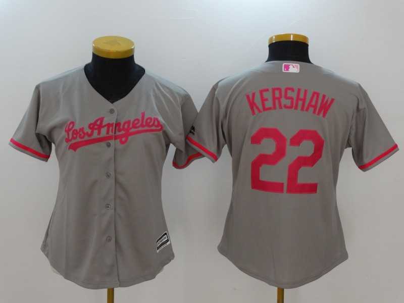 Women Los Angeles Dodgers #22 Clayton Kershaw Gray Mother's Day New Cool Base Jersey,We sell and wholesale Women Los Angeles Dodgers #22 Clayton Kershaw Gray Mother's Day New Cool Base Jersey on line form chian!